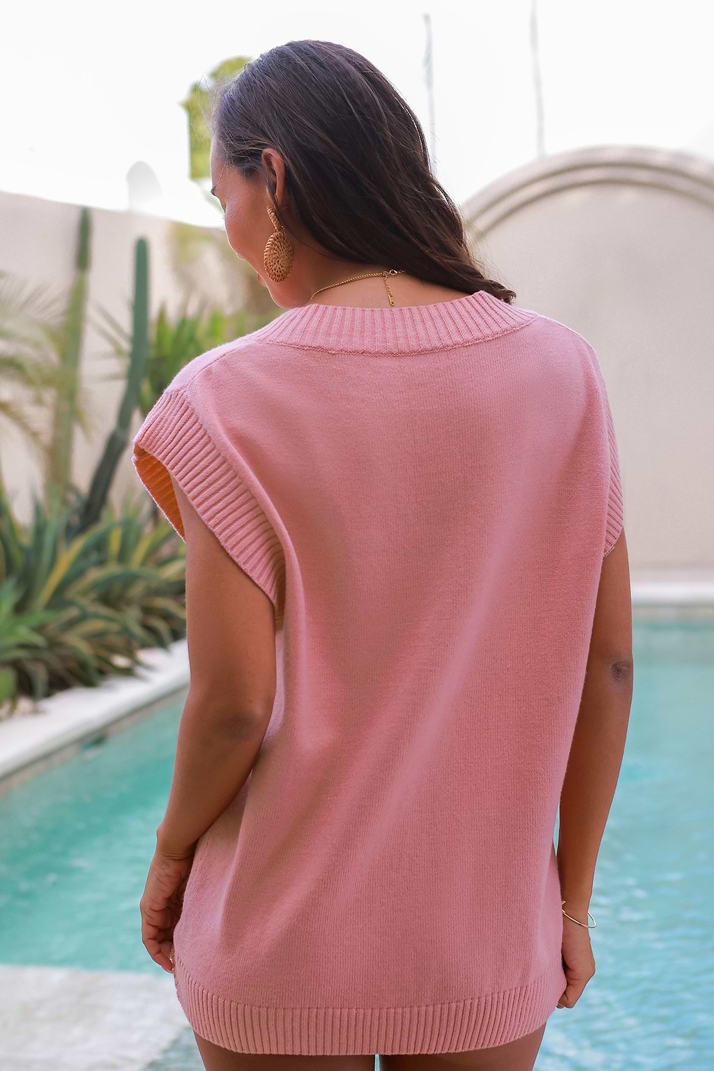 Blush V-Neck Dolman Sleeve Top