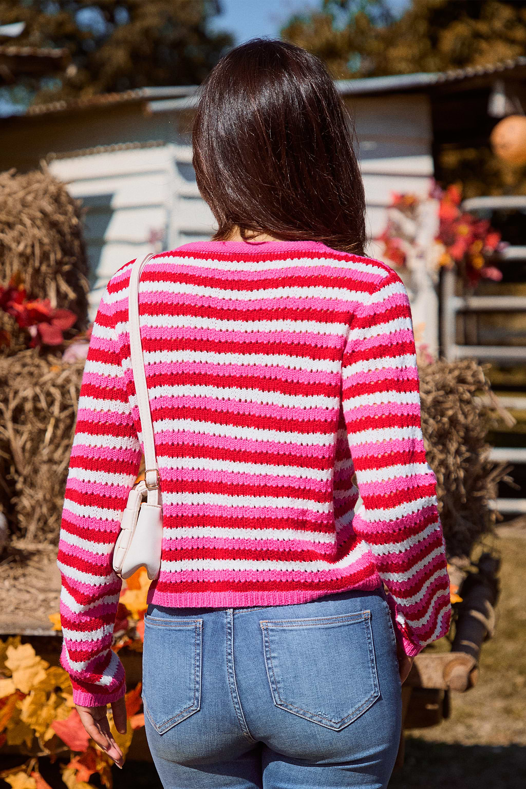 Striped Long Sleeve Cropped Cardigan