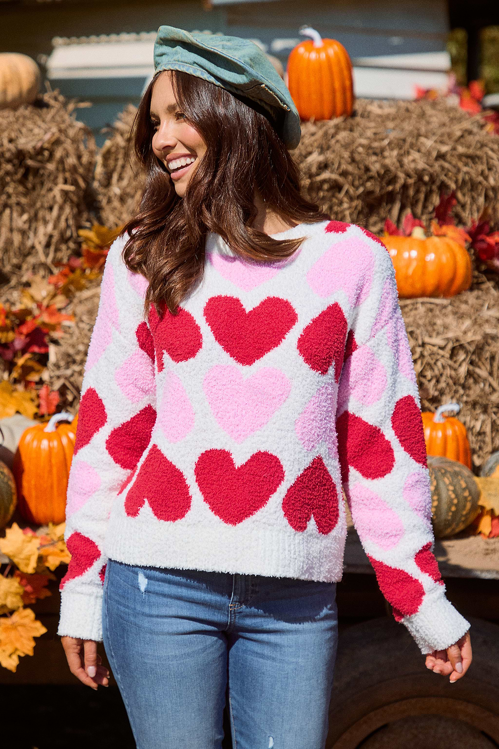 Heart Intarsia Knit Sweater