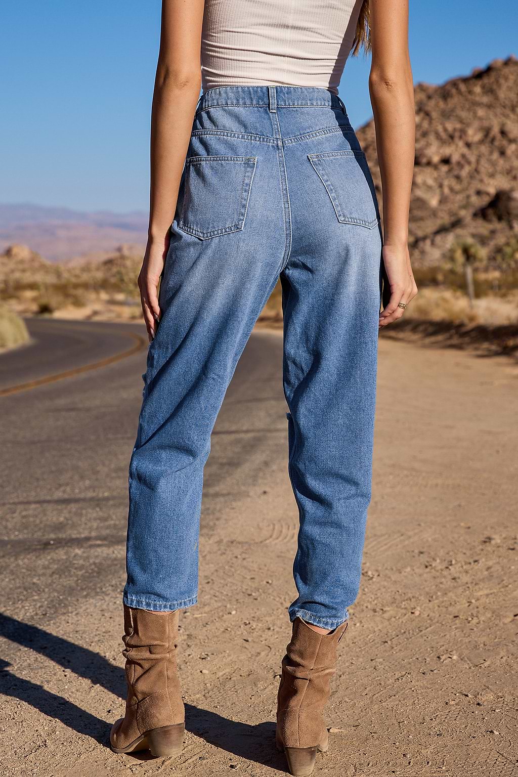 Faded Whiskered Destroyed Denim Jeans