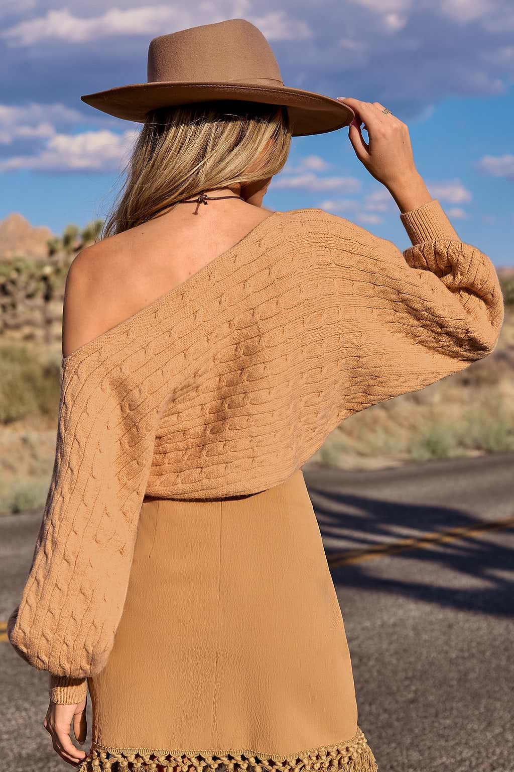 Orange Off-Shoulder Slouchy Sleeve Sweater