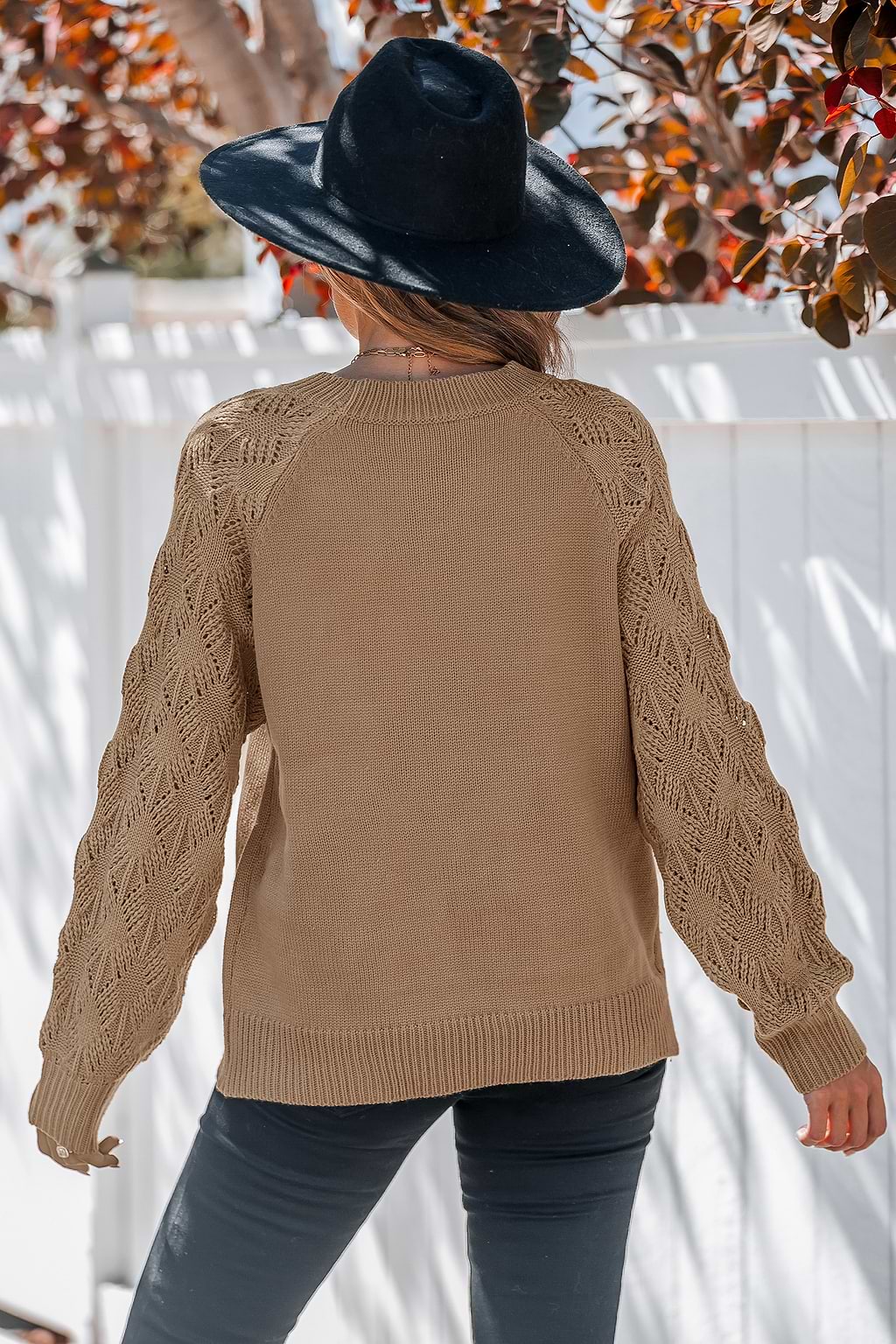 Khaki Round Neck Long Sleeve Sweater