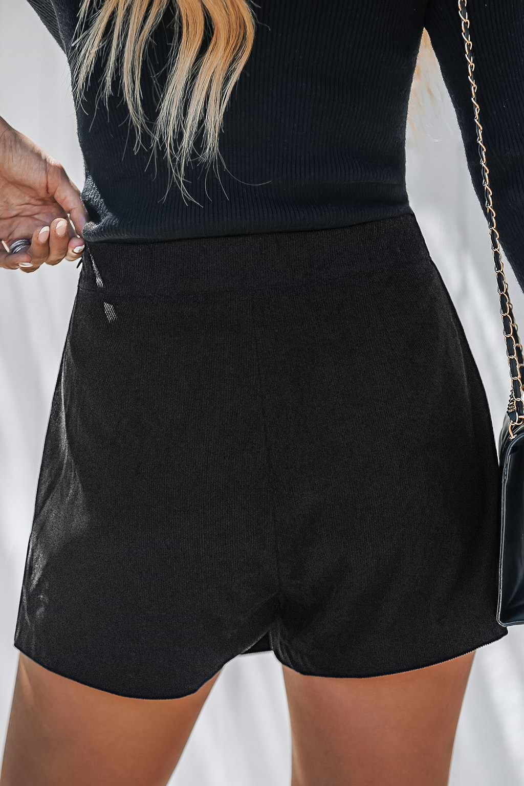 Black Corduroy Mini Skort