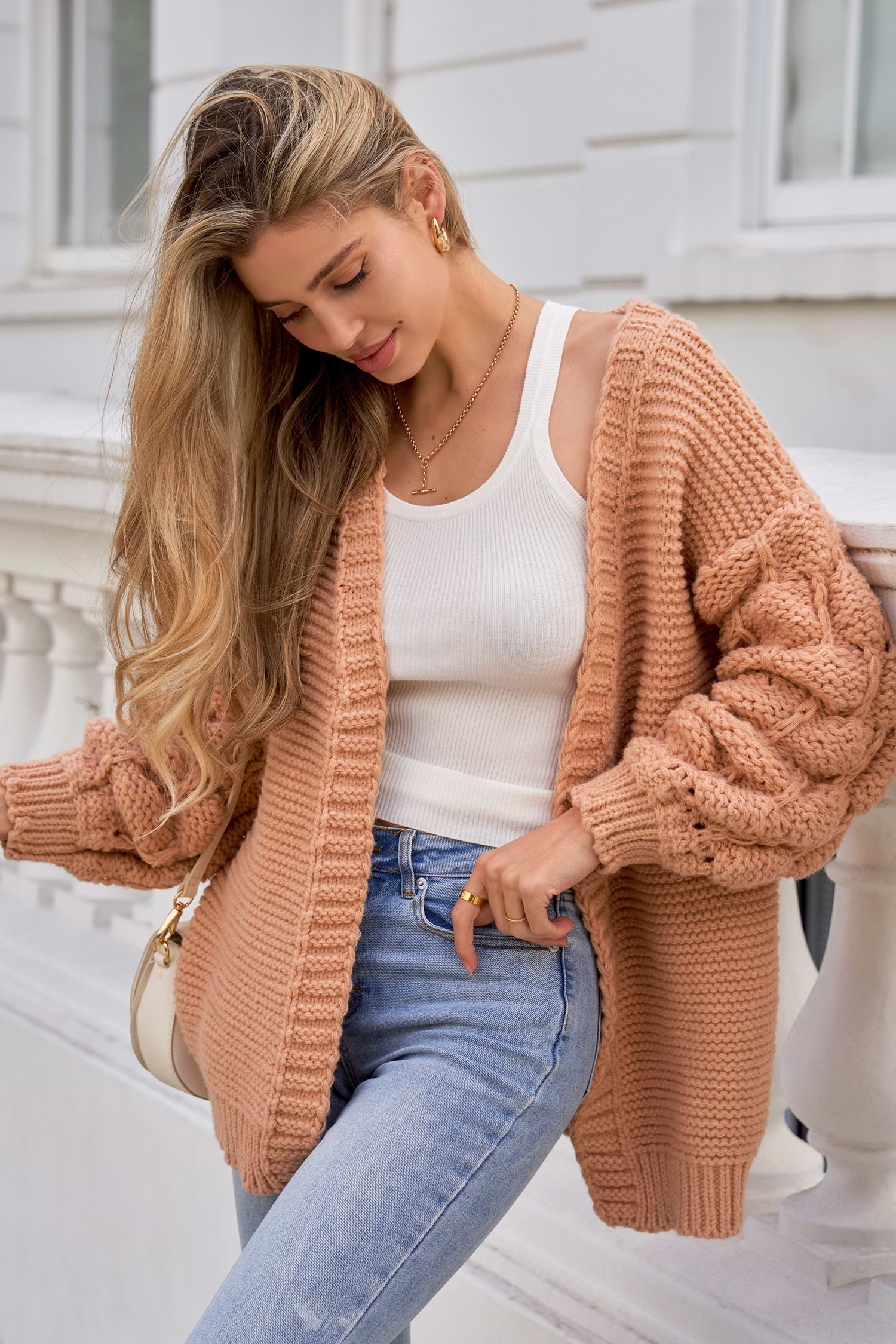 Khaki Open Front Long Sleeve Knit Cardigan | Cozy & Chic | Cupshe