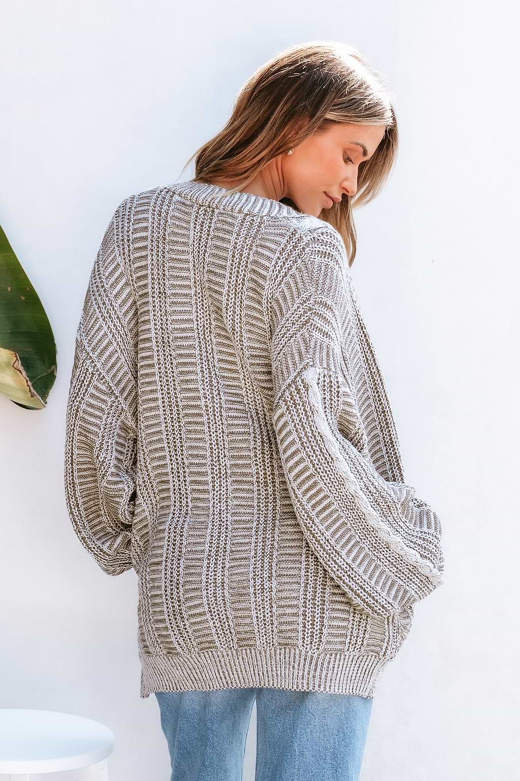 Brown Cable Knit Long Sleeve Longline Cardigan
