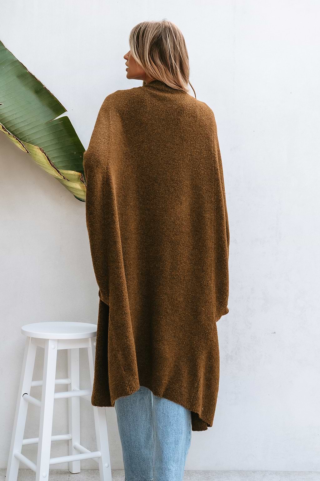 Tan Open Front Dolman Sleeve Duster Cardigan