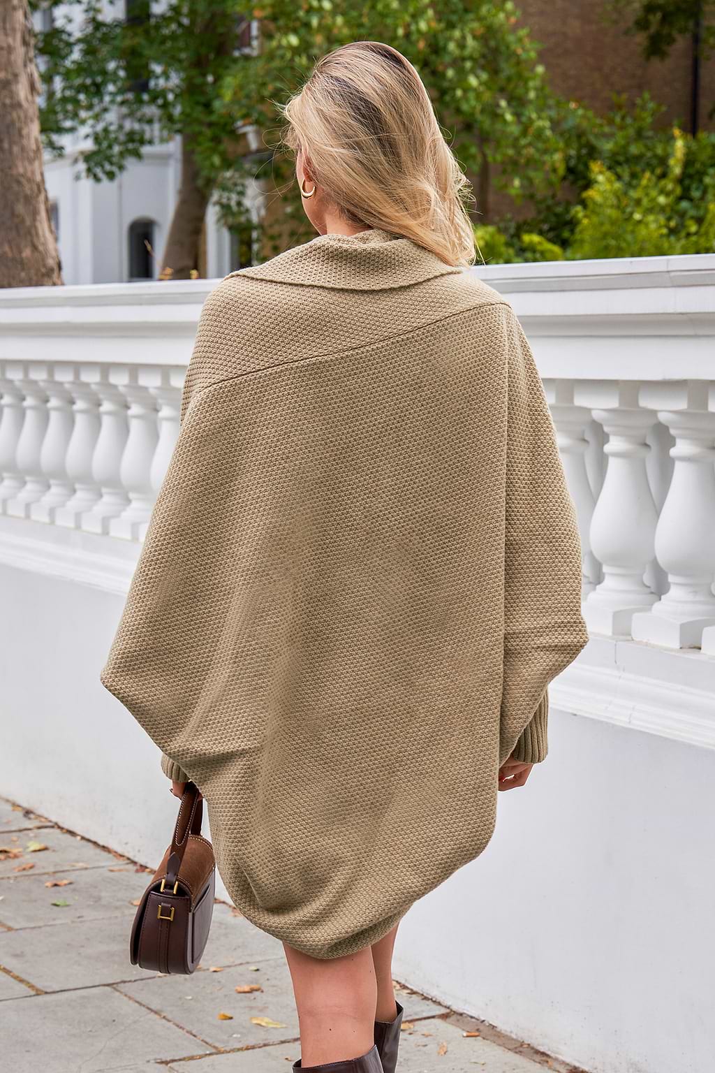 Neutrale open voorkant dolman mouw cardigan