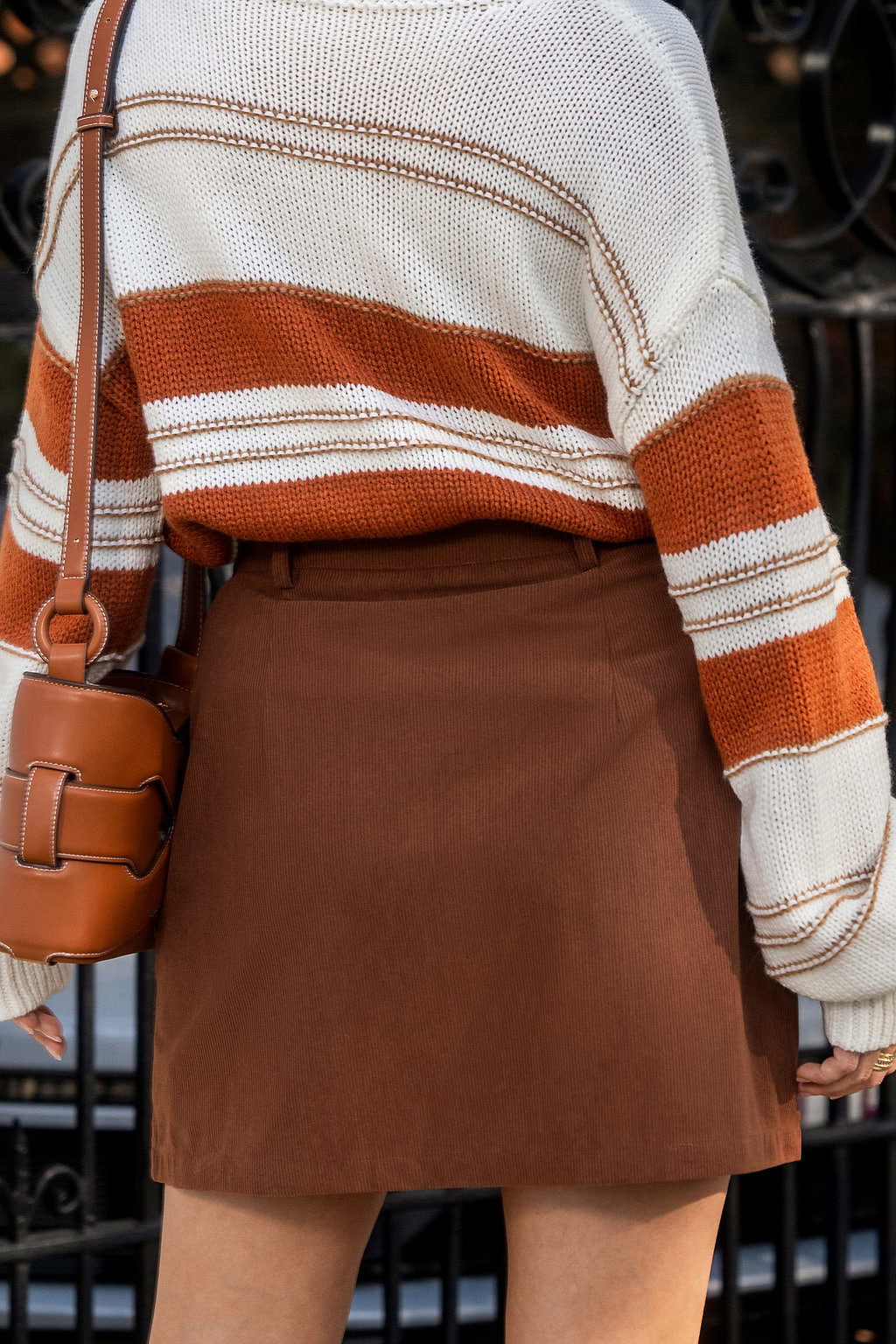 Brown Pocket Front Button Mini Skirt