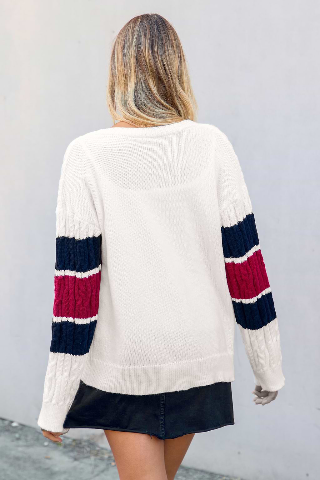White Cable Knit Long Sleeve Front Button Cardigan