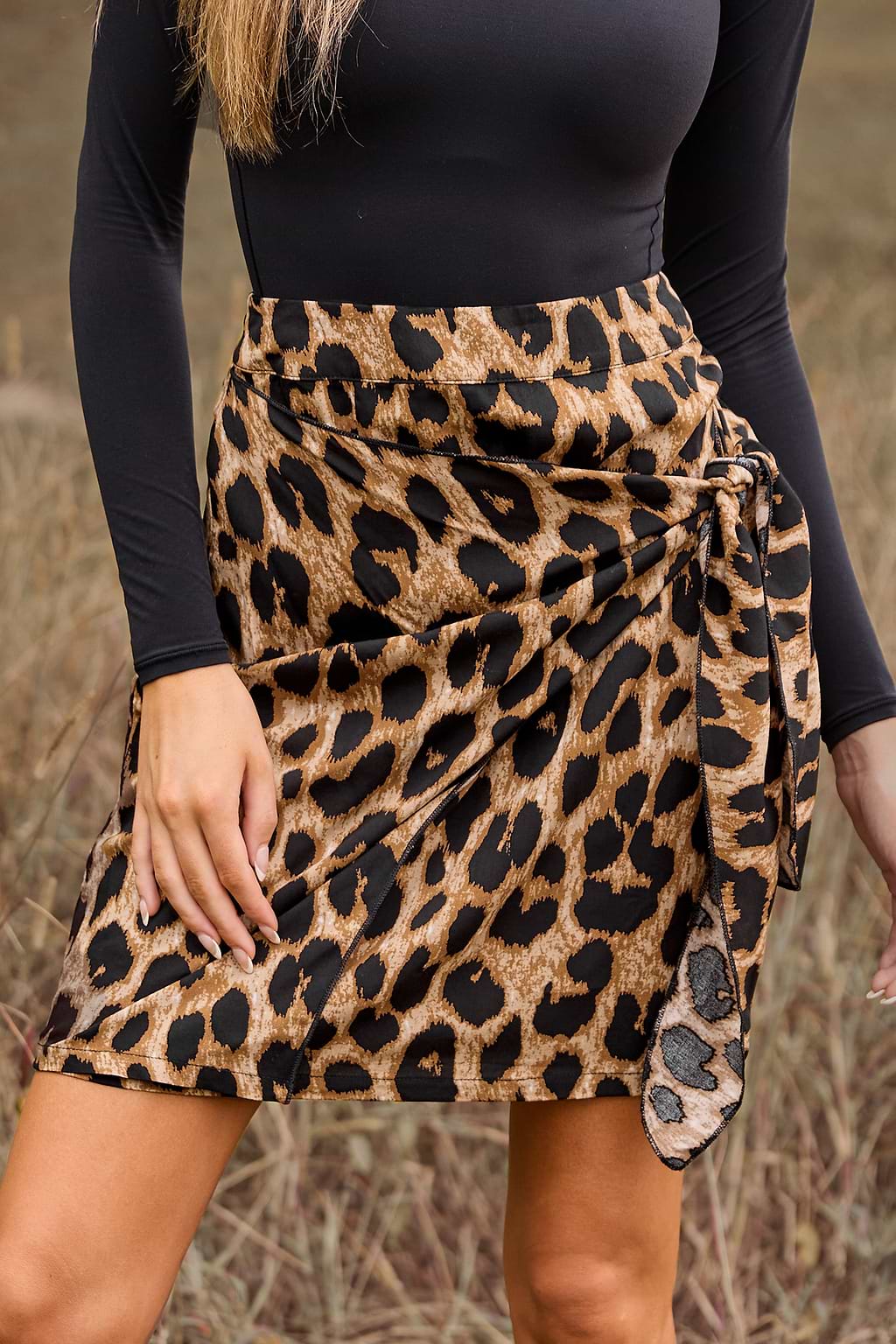 Leopard Print Tie Mini Skirt