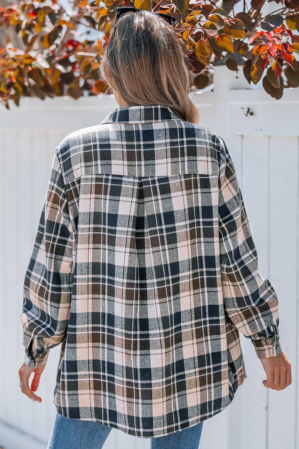 Plaid Collared Long Sleeve Button Up Shirt