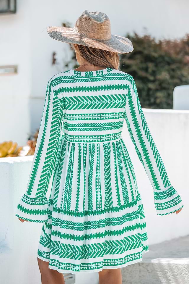 h&m green chiffon dress Sequin-Stripe One-Shoulder Mini Party Dress