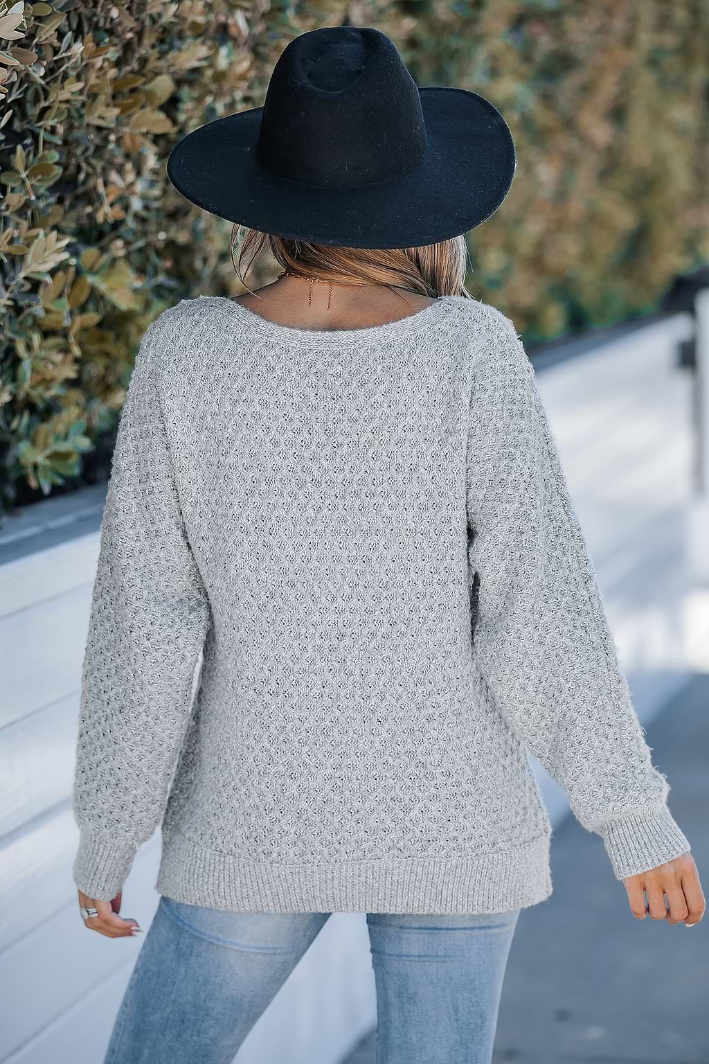 Light Grey Round Neck Long Sleeve Jumper