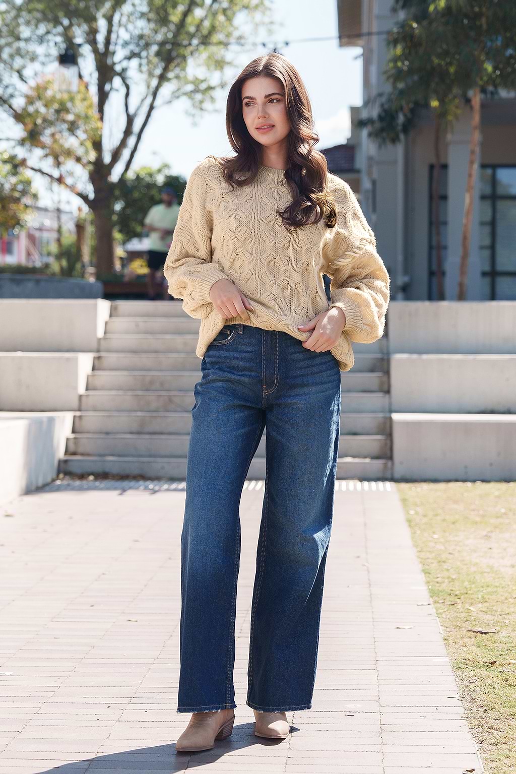 Cable Knit Round Neck Sweater