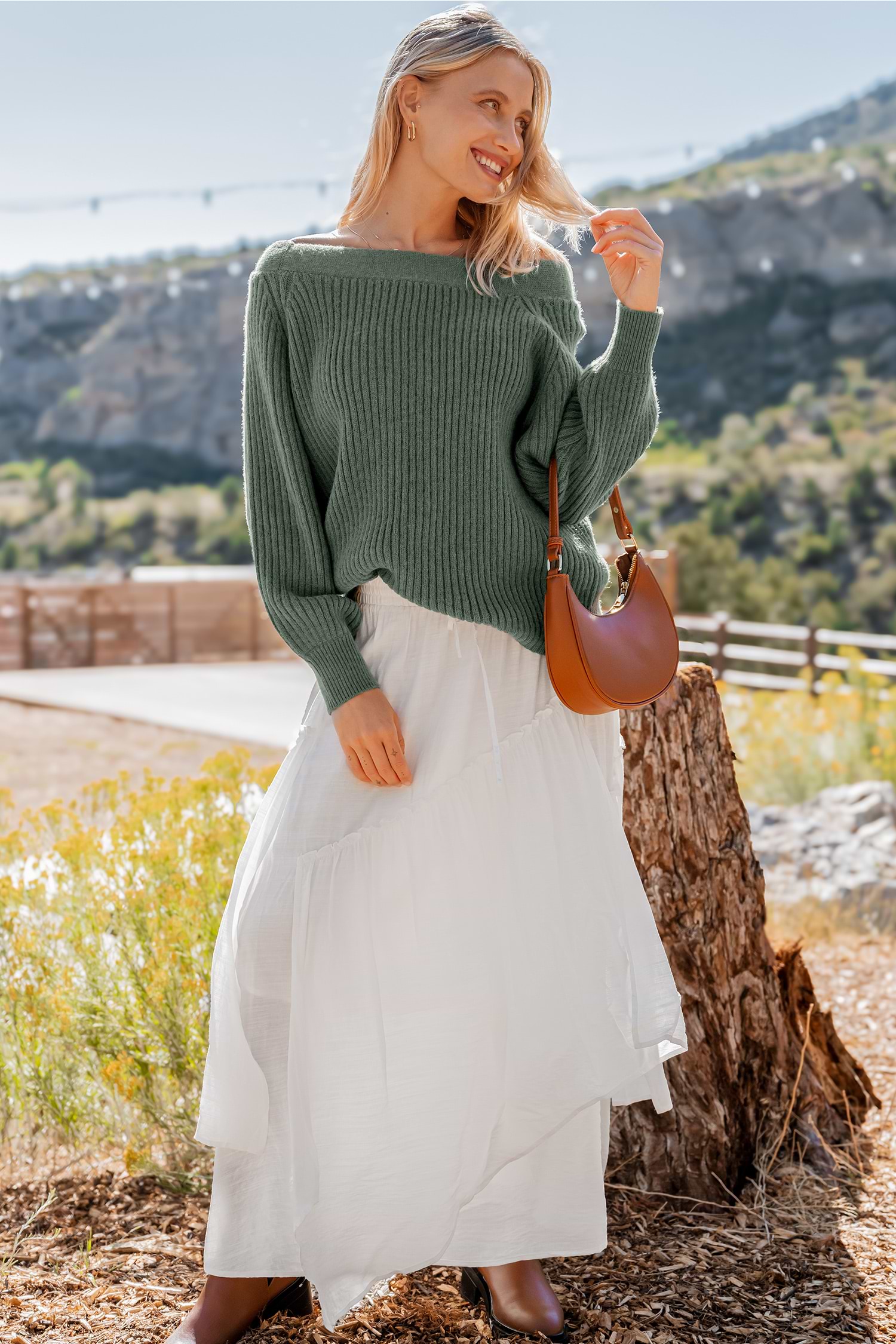 【Audire】Jane half-sleeve knit tops Hollie Cropped Long Sleeve Knit Top • Shop American Threads