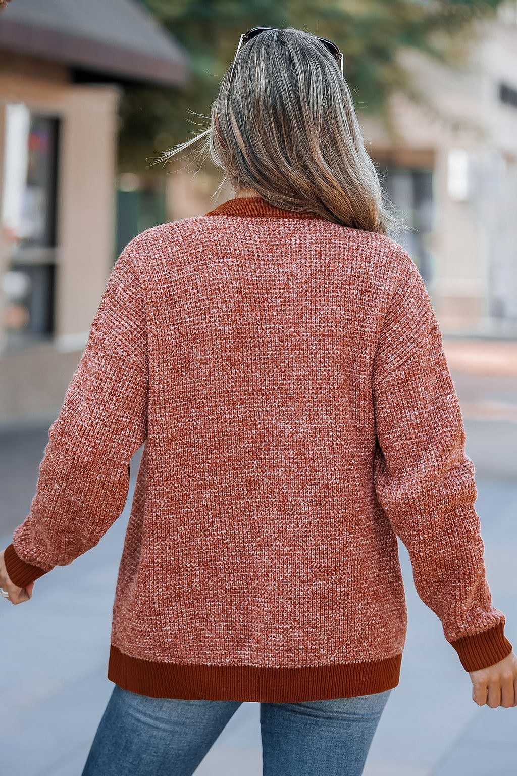 Pull henley à col rond et manches longues