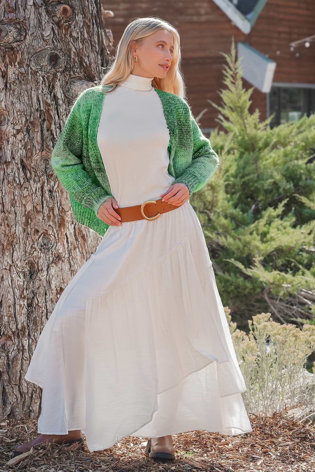 Green Knit Long Sleeve Front Button Cardigan