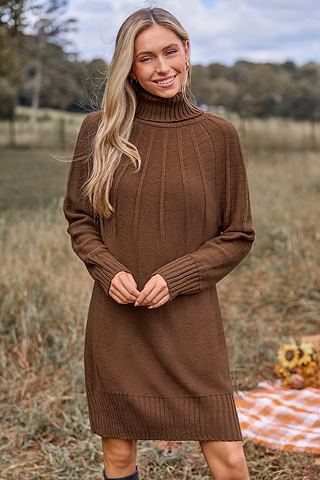 Dress Vero Moda Pulloverkleid Strickkleid Lang Rollkragen Vero