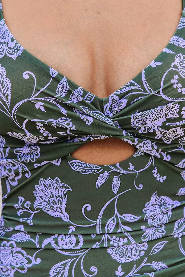 Purple Floral Tummy Control One-Piece