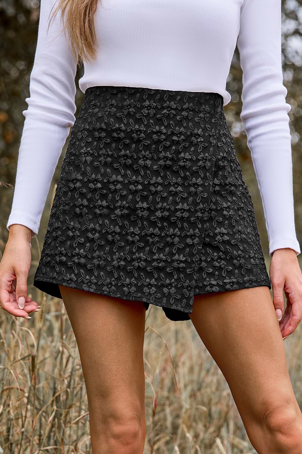 Black Wrap Mini Skort