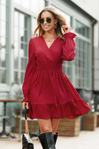 Vestido Casual Manga Larga Corto Casual Vestido Floreado Manga