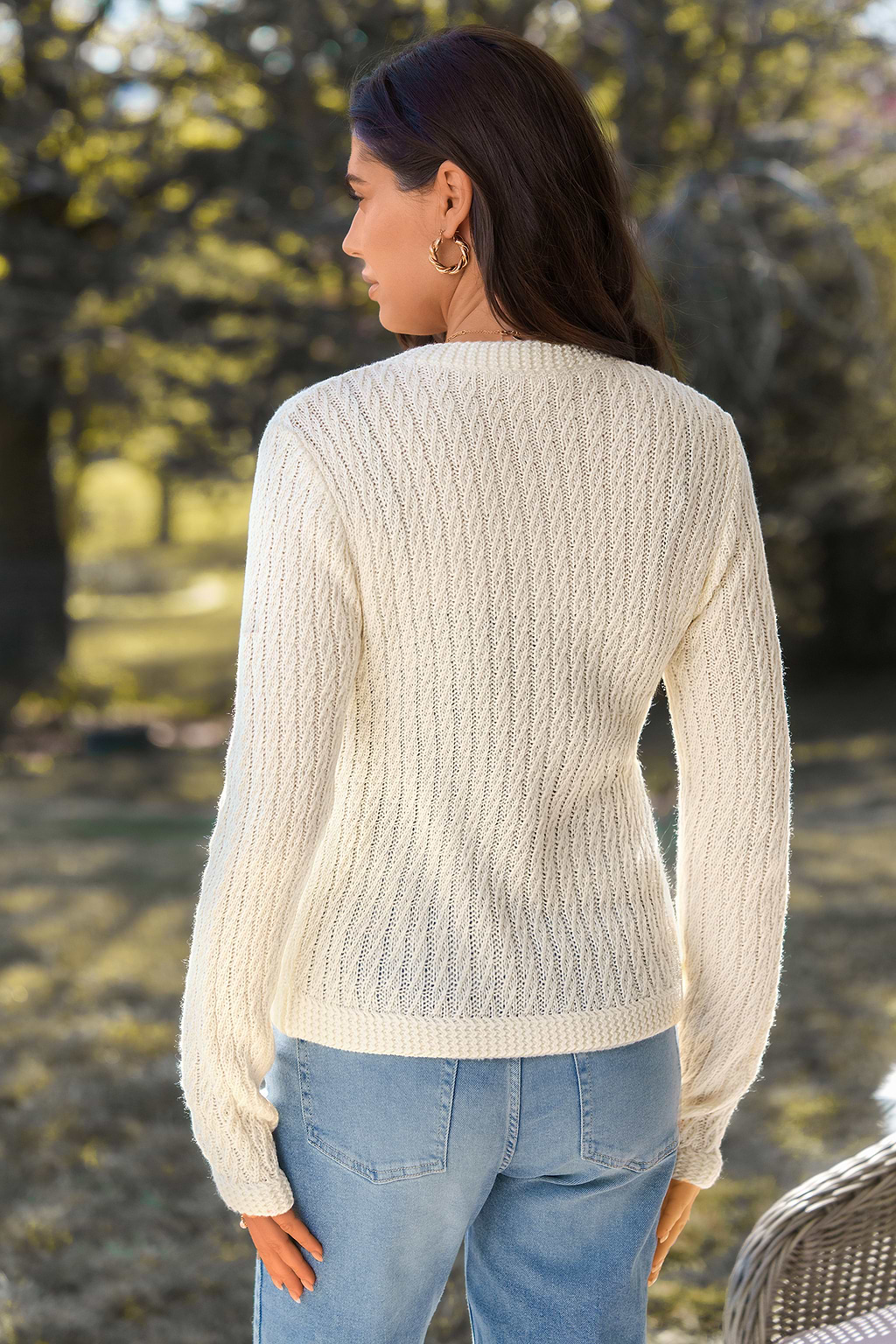 Cárdigan de manga larga con botones en color albaricoque