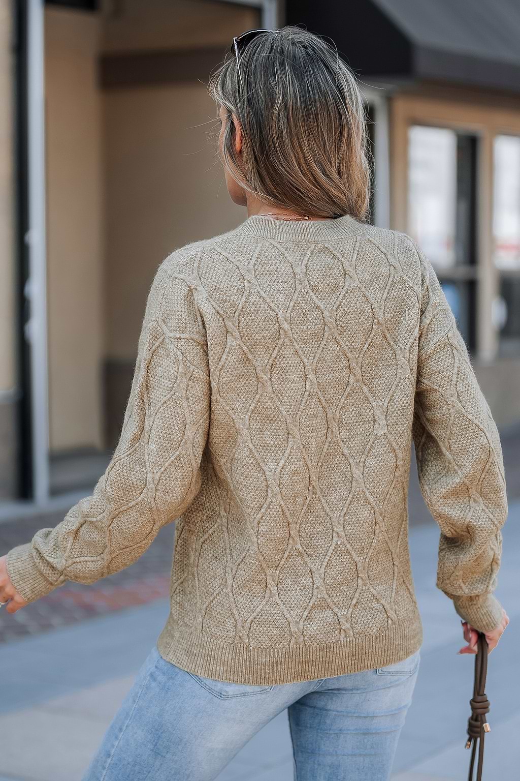 Neutral Knit Round Neck Long Sleeve Sweater