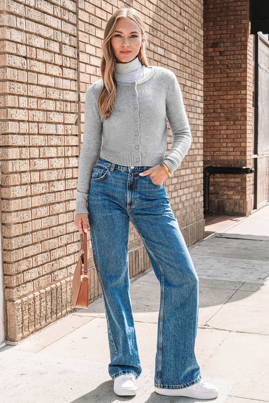 Grey Long Sleeve Button Up Cardigan