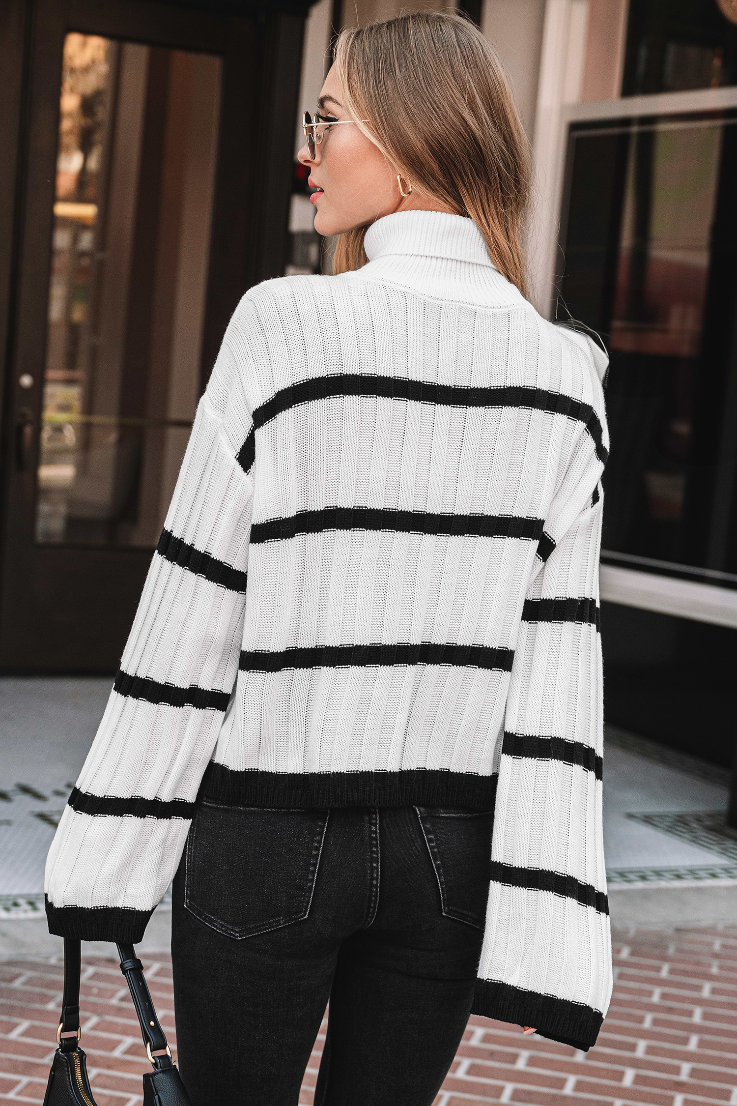 Black & White Stripe Long Sleeve Turtleneck | Cozy & Stylish | Cupshe