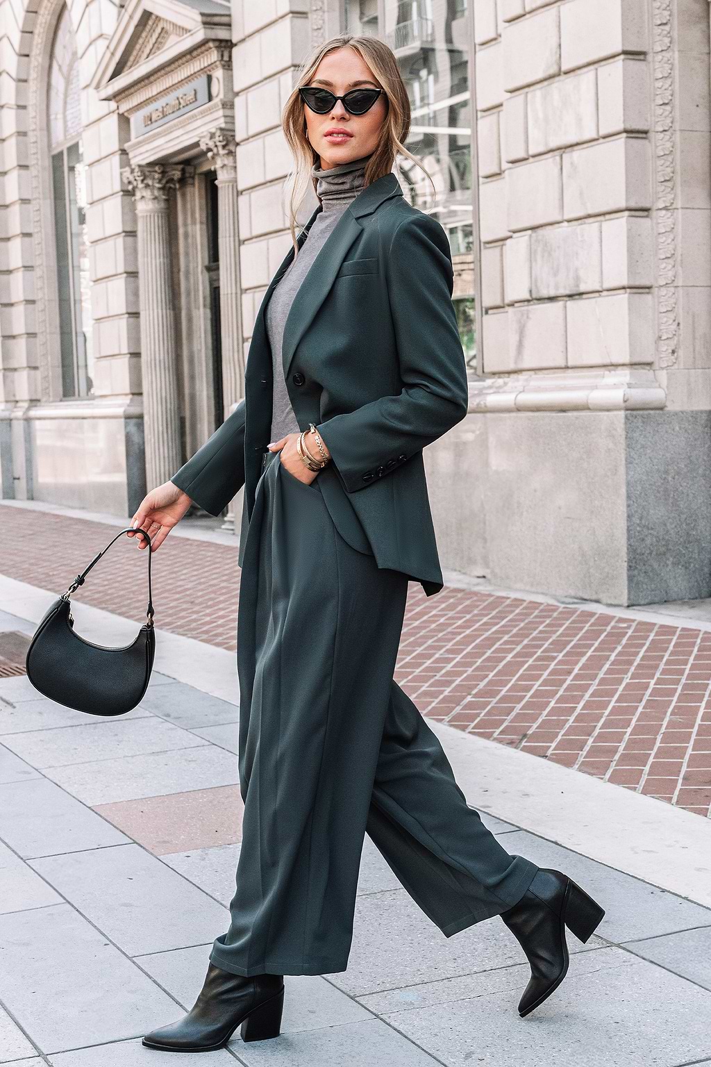 Blazer à manches longues et bouton unique gris
