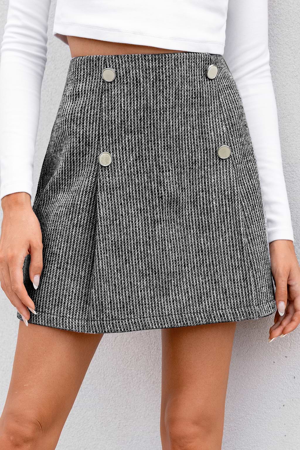Light Grey Pleated Mini Skirt