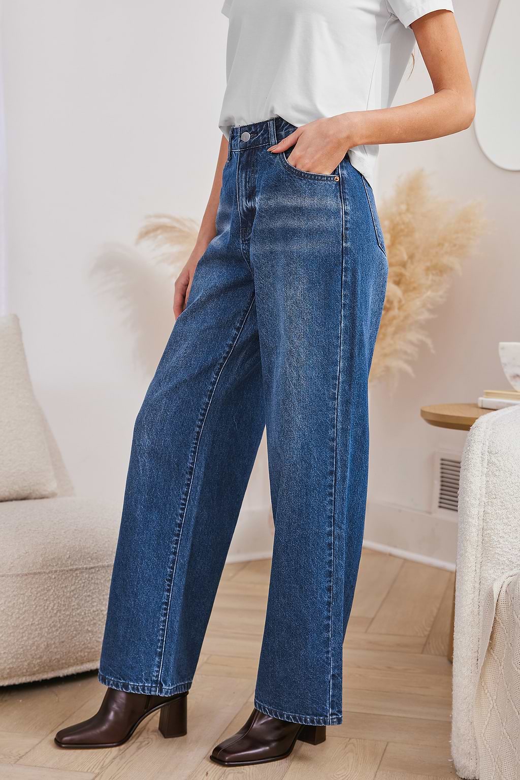 Jean en denim à jambes droites