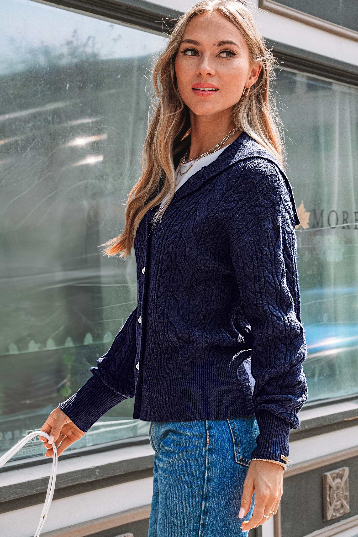 Blue Cable Knit Front Button Cardigan | Cozy & Stylish | Cupshe