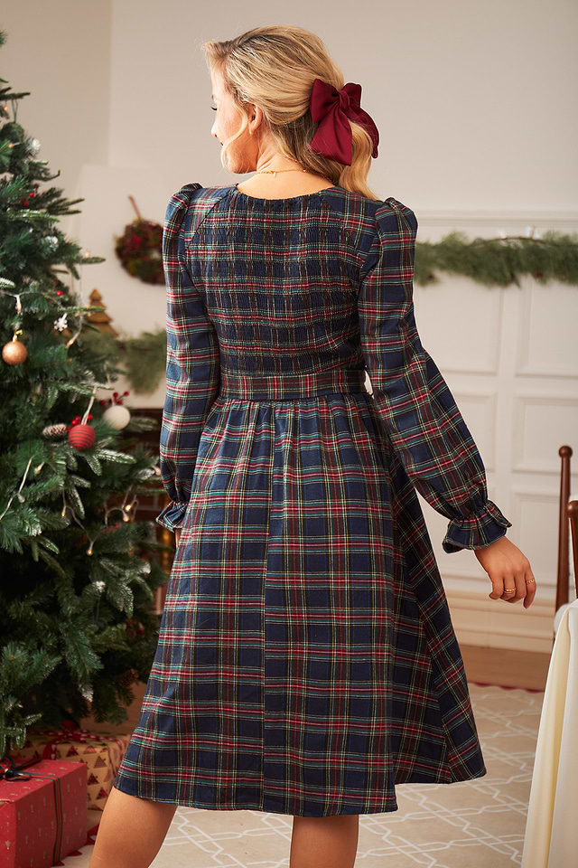 blue plaid long sleeve dress Touch Of Fall Plaid Tunic Dress In Sky Blue
