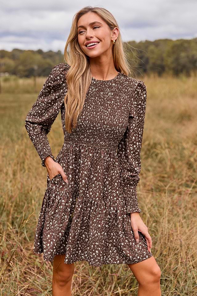 white christmas dresses Renaissance Medieval Off-Shoulder Smocked Peasant Dress with Long Slee –  Charmian main image 0