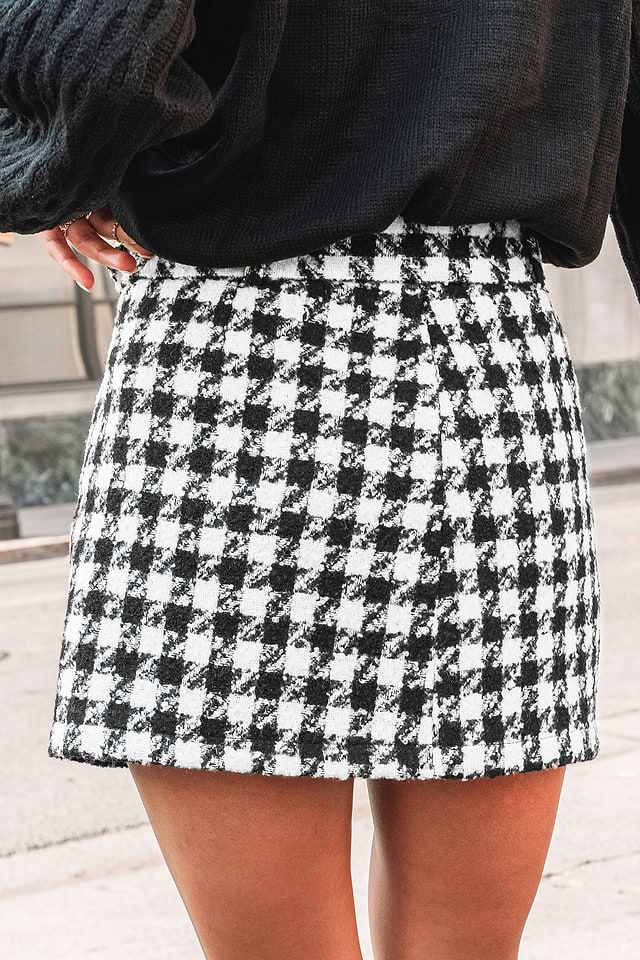 Jupe Courte NEXT Taille 8 - Tweed Noir Et Blanc - Neuve Avec ÉTIQUETTE - Style Travail/Formel