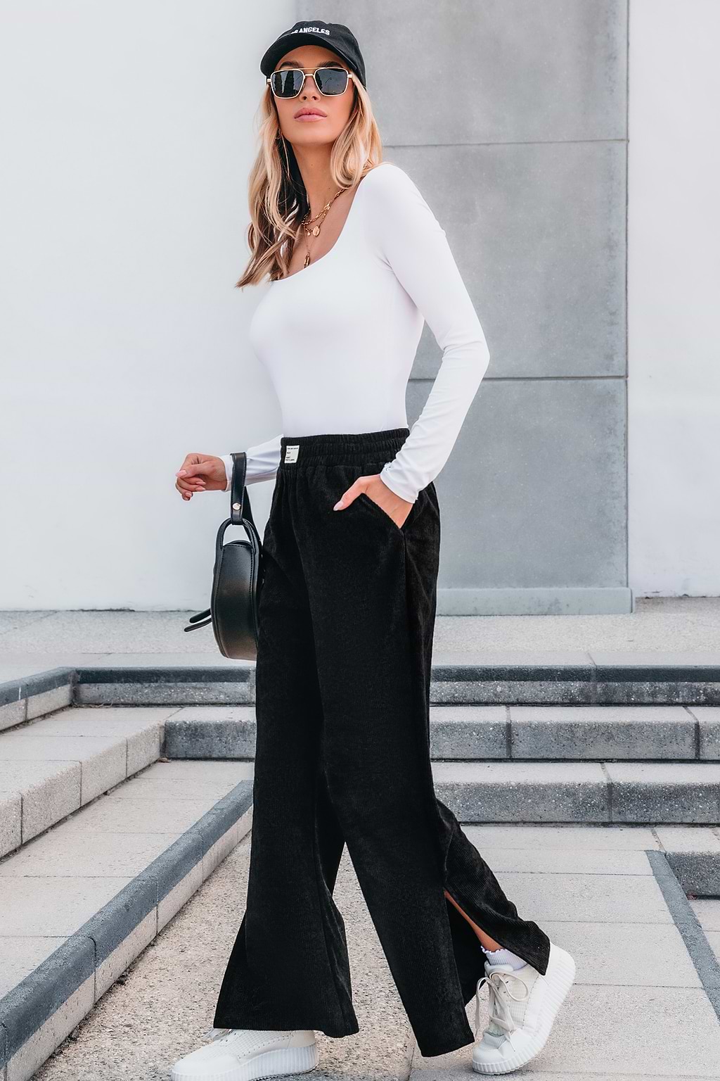 Black Wide Leg Corduroy Pants