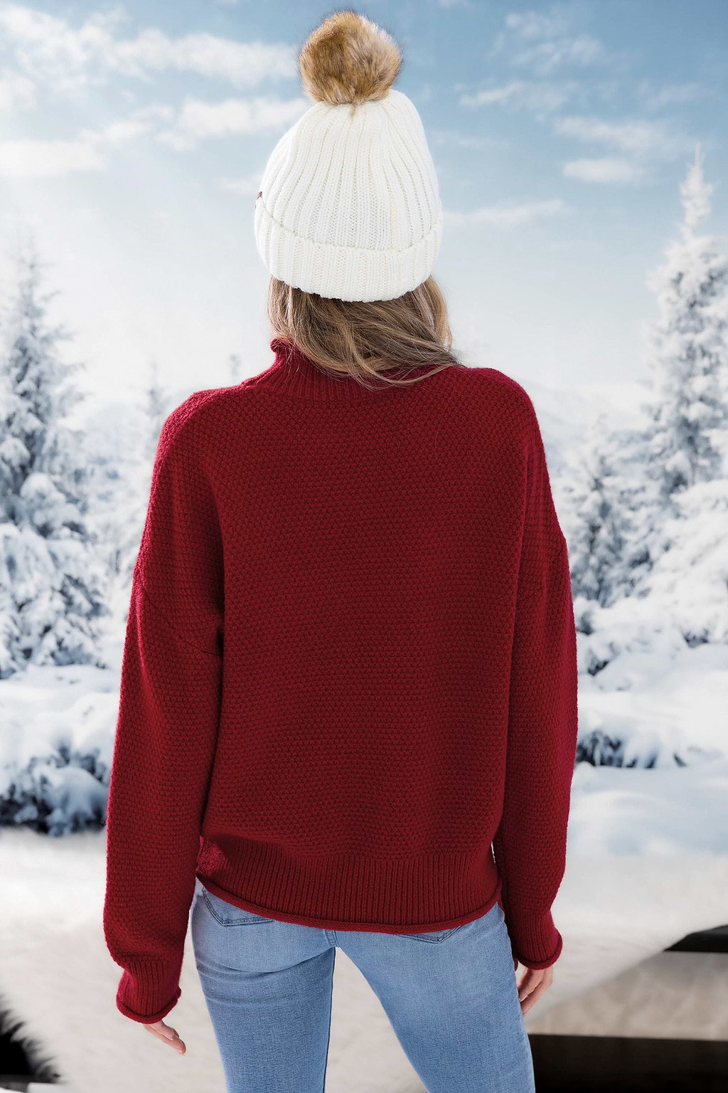 Red Long Sleeve Turtleneck Sweater