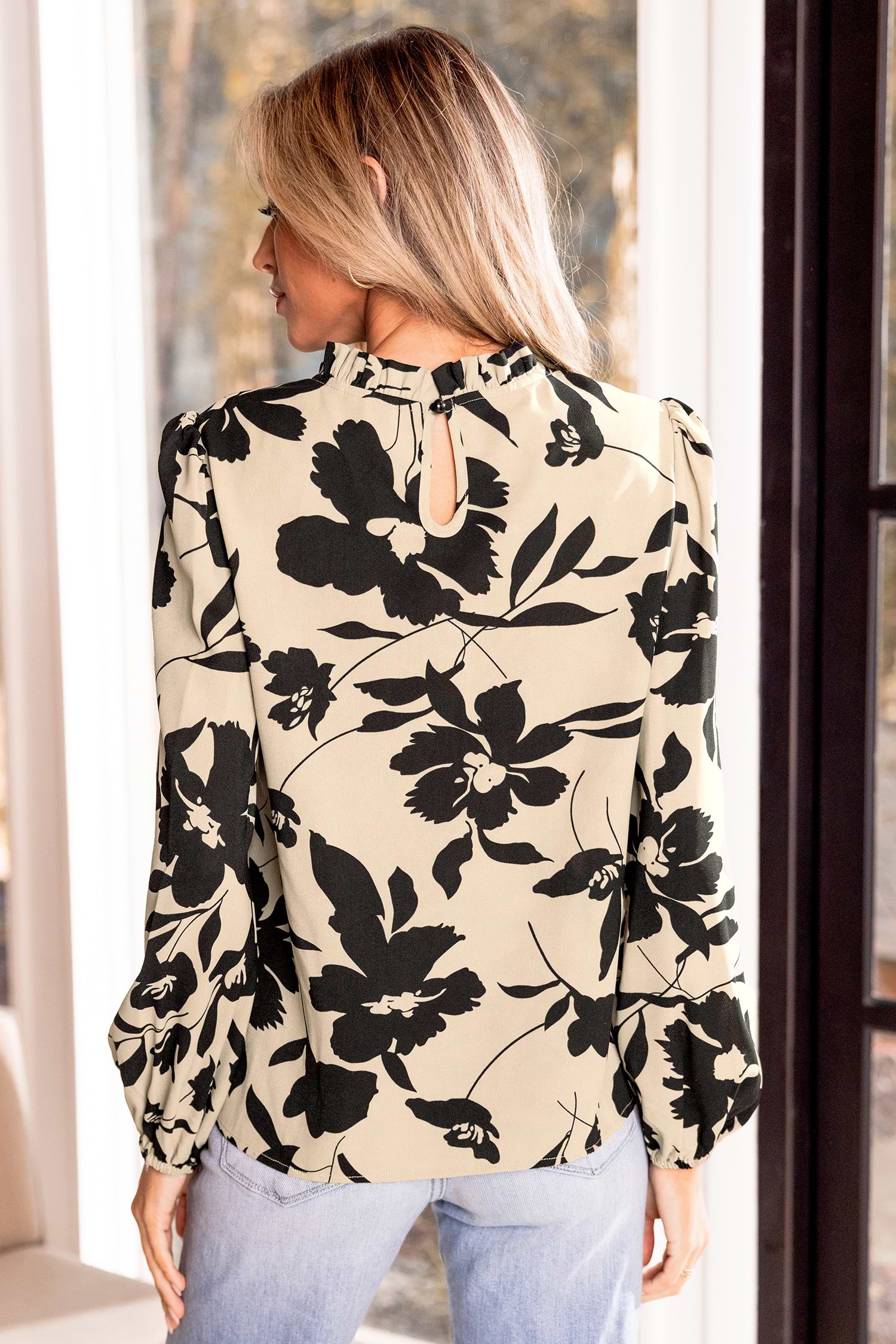 売れ筋商品|||セセ カットソー トップス レディース Women's Floral-Appliqu Collared Long-Sleeve Blouse New Ivory Sakkas Iriss Women's Floral Casual Long Sleeve Boho Summer