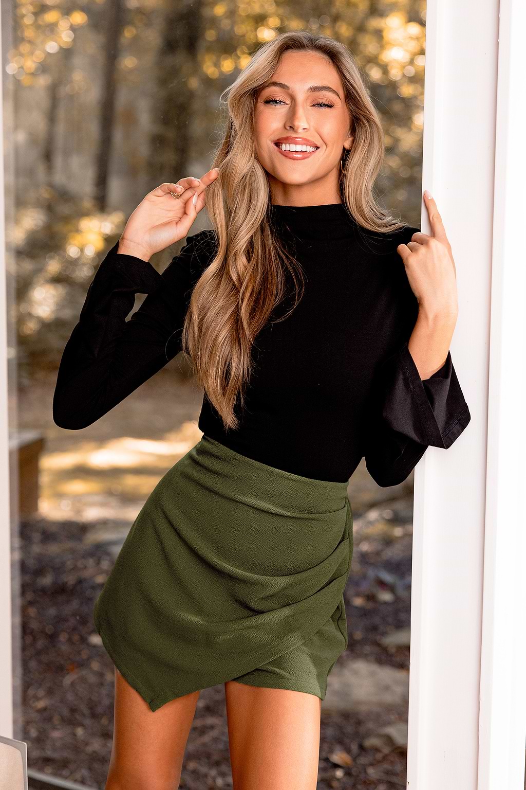 Jupe-short asymétrique olive