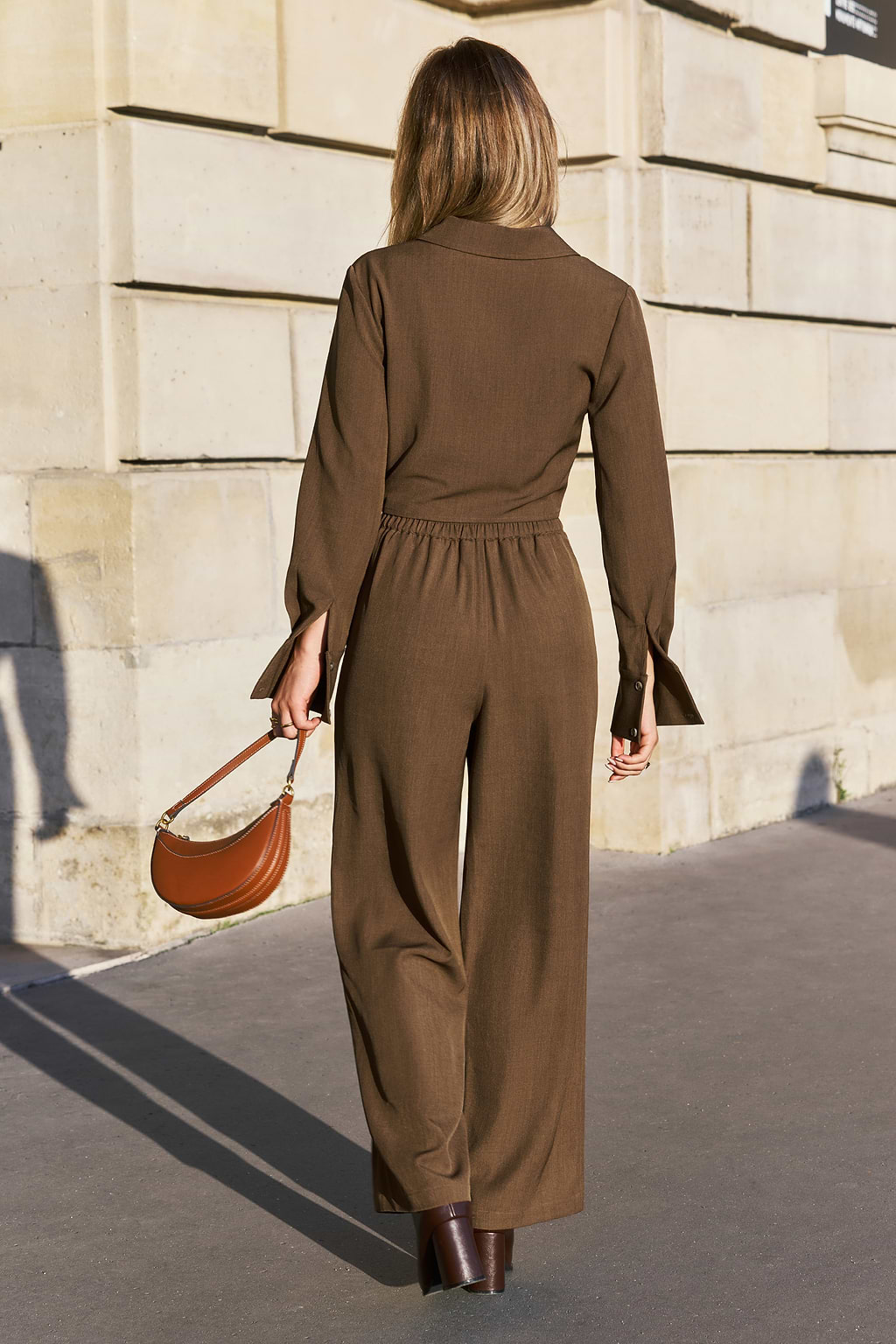Espresso Brown Cropped Top & Straight Leg Pants Set