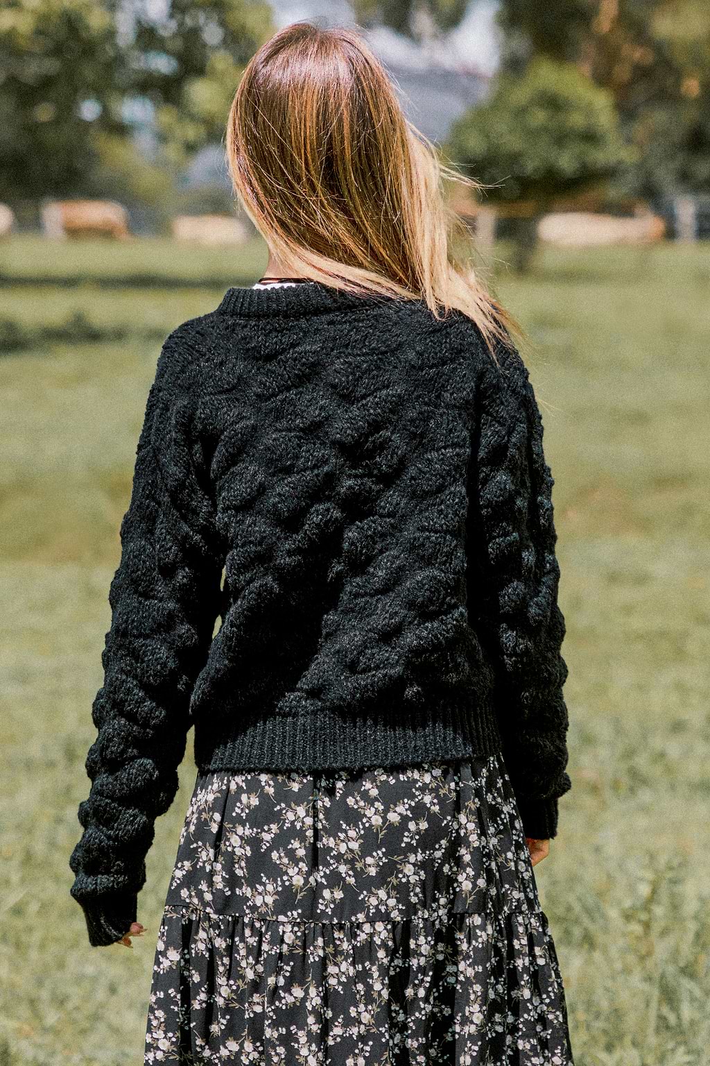 Black Cable Knit Long Sleeve Cardigan