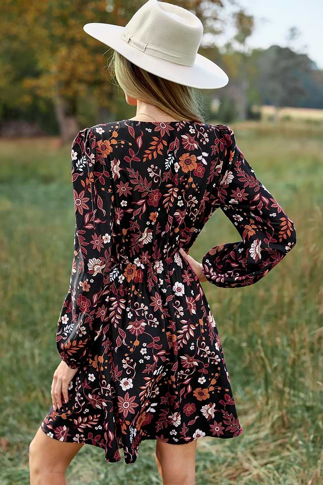 black dress orange flowers Black Dress With Orange Flowers