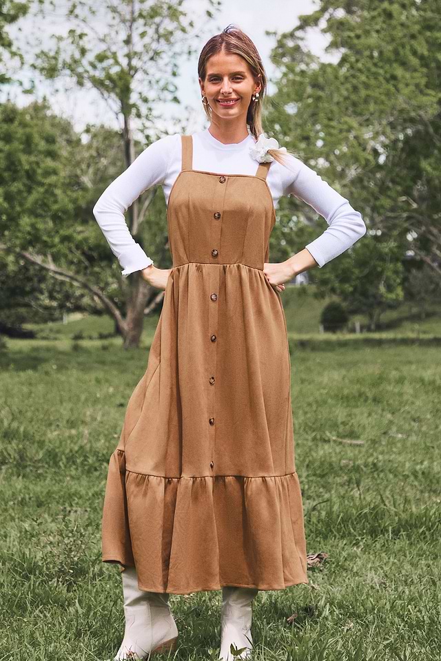 Brown Faux Suede Sleeveless Midi Dress | Effortlessly Chic | Cupshe