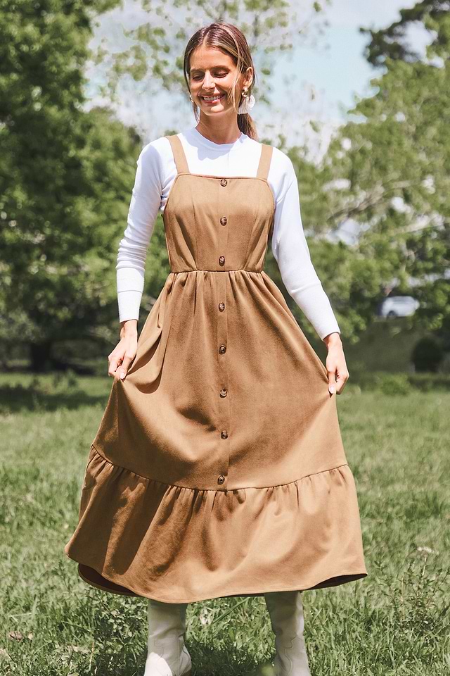 Brown Faux Suede Sleeveless Midi Dress | Effortlessly Chic | Cupshe