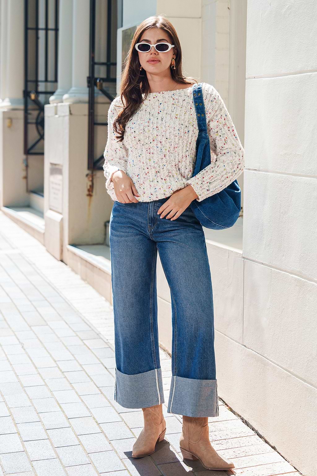 Blue Straight Leg Pocket Jeans