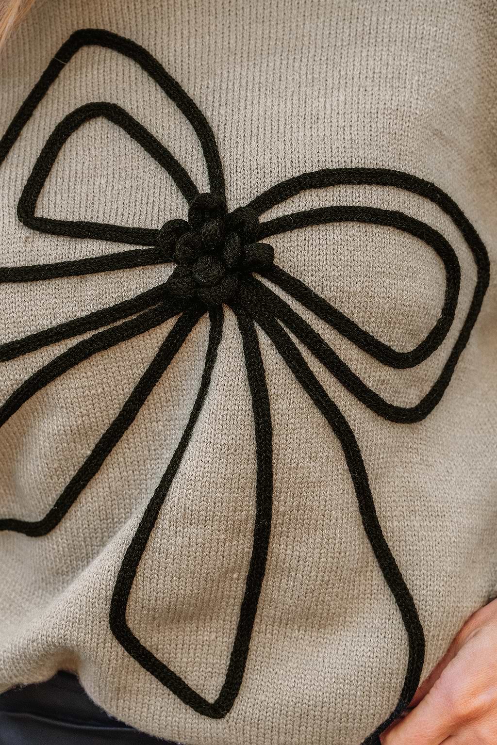 Neutral Ribbon Long Sleeve Jumper