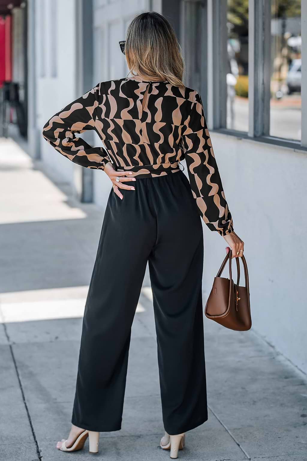 Mono con top de manga larga y pantalón ajustado Geo