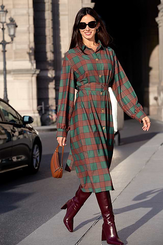 Dress Abito Camicia Verde Abito Camicia A Maniche Lunghe Con