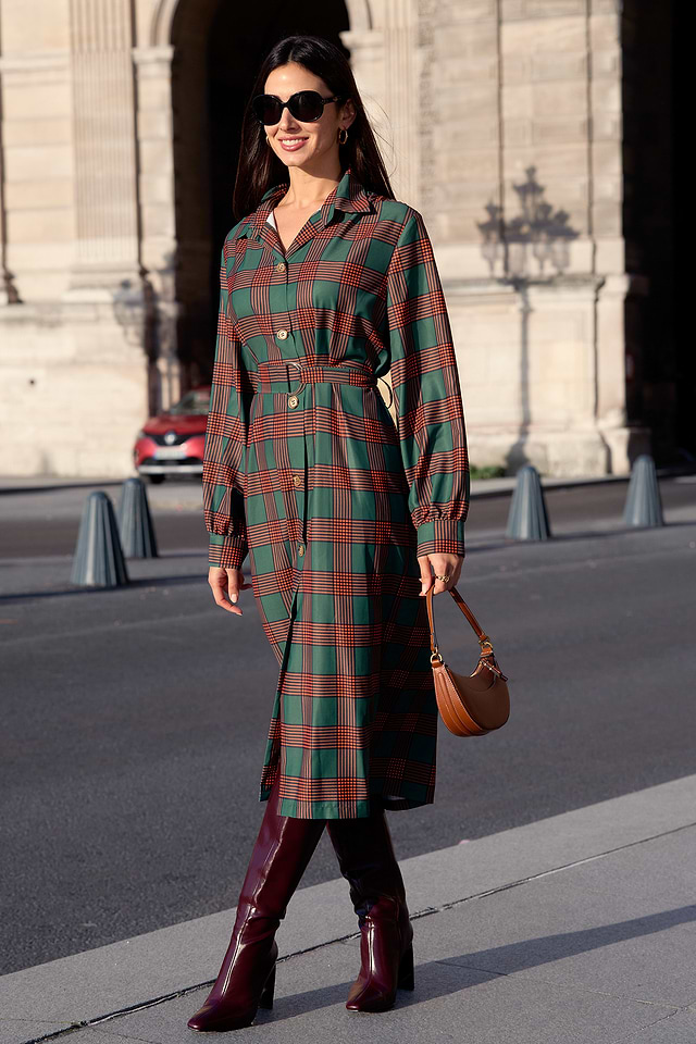 knee length dresses for ladies Sweet Beyond Plaid Sherril Long Sleeve Maxi Dress main image 0